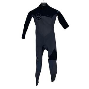 Quiksilver Syncro Series GBS 3/2mm Back Zip Wetsuit Black Neoprene Youth 10B